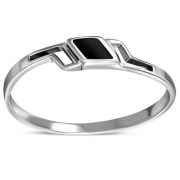 Black Onyx Silver Ring, r474